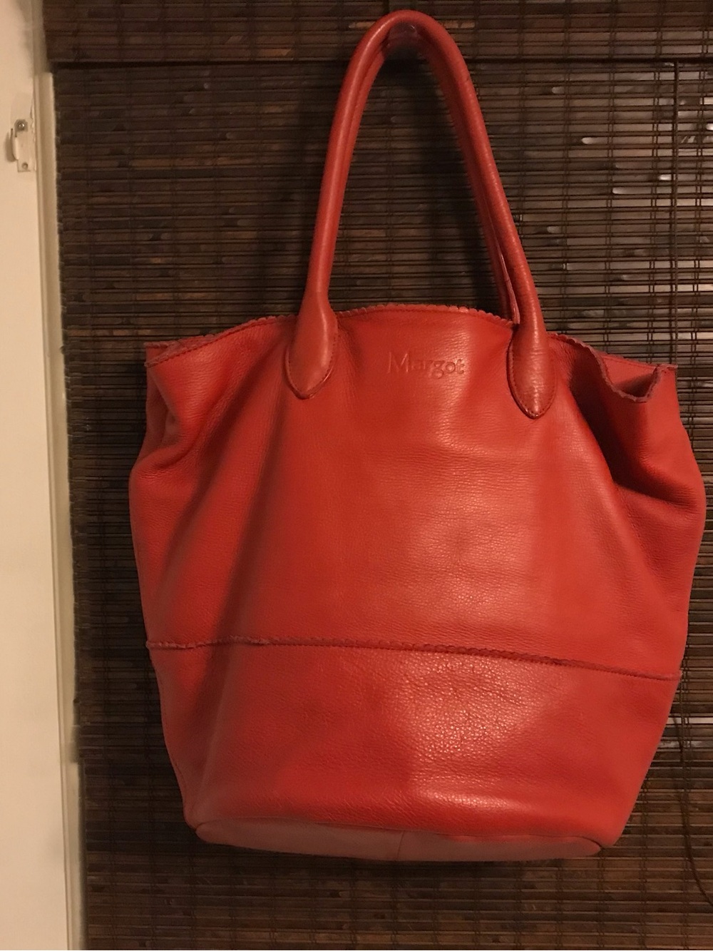 Margot New York Large Pebble Leather Bucket Mulberry Bag Tote